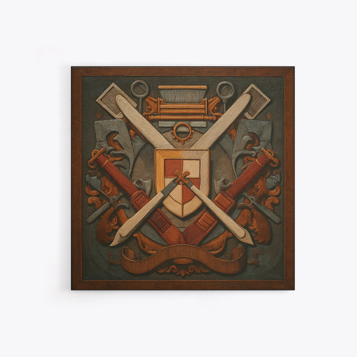 Bold Linocut Barber Emblem Framed Canvas Print, Barbershop Art, Art Print, Barbershop Decor, Grooming, African American Art, BAA-1x1-96