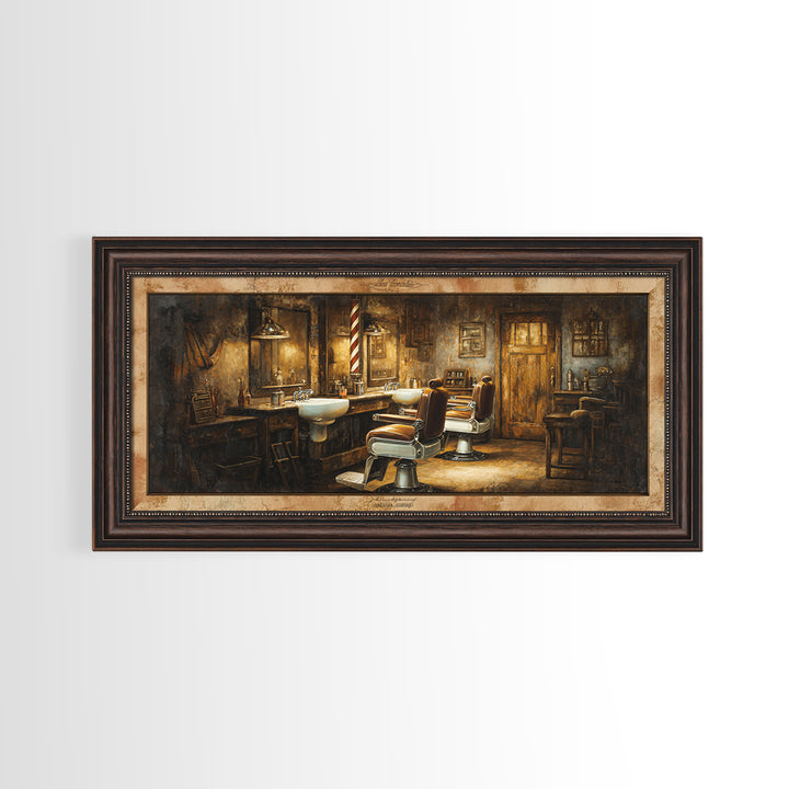 Retro Clipper Advertising Art Framed Canvas Print, Barbershop Art, Art Print, Barbershop Decor, Grooming, African American Art, BAA-2x1-43
