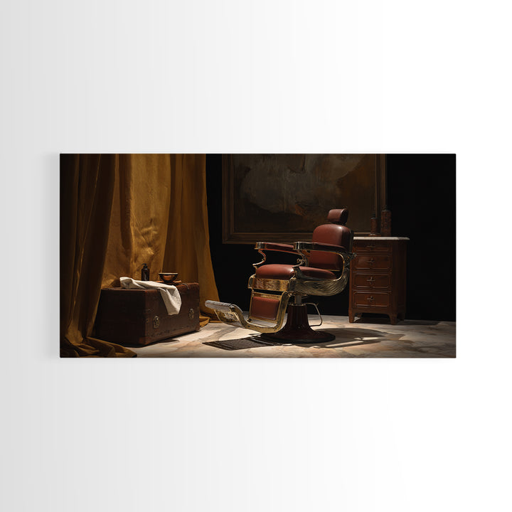 Barber Chair Silhouette Rendered as Iconic Graphic Canvas Print, Barbershop Art, Contemporary Art, Barbershop Decor, Grooming, BAA-2x1-7