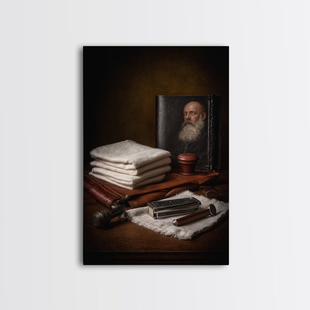 Black and White Portrait of a Sharply Framed Canvas Print, Barbershop Art, Home Decor, Barbershop Decor, Fine Art, Grooming, BAA-2x3-26