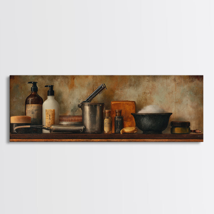 Retro Clipper Advertising Art Framed Canvas Print, Barbershop Art, Minimalist Art, Barbershop Decor, Fine Art, Grooming, BAA-3x1-15