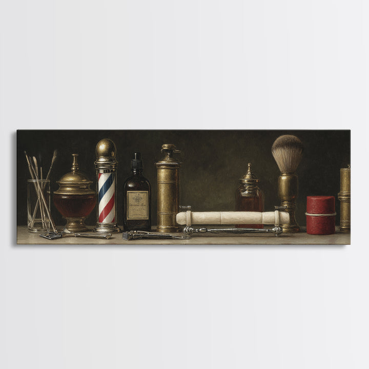 Classic Mustache Chart Illustrated Canvas Print, Barbershop Art, Wall Art, Barbershop Decor, Fine Art, Grooming, Black Wall Art, BAA-3x1-80