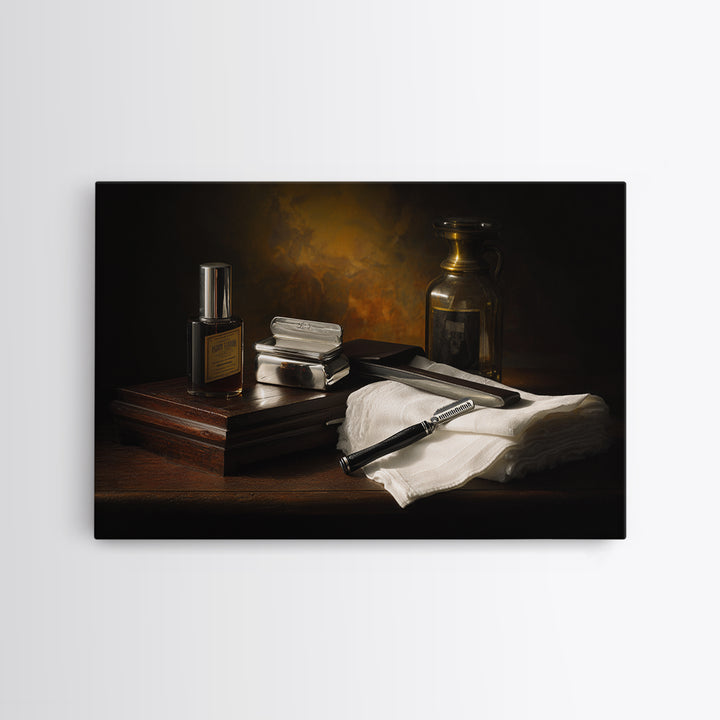 Black and White Portrait of a Sharply Canvas Print, Barbershop Art, Digital Art, Barbershop Decor, Oil Painting, Grooming, BAA-3x2-22