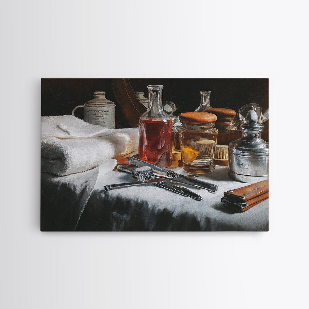 Hot Towel Shave Scene Cropped Close to Canvas Print, Barbershop Art, African American Art, Barbershop Decor, Grooming, BAA-3x2-65