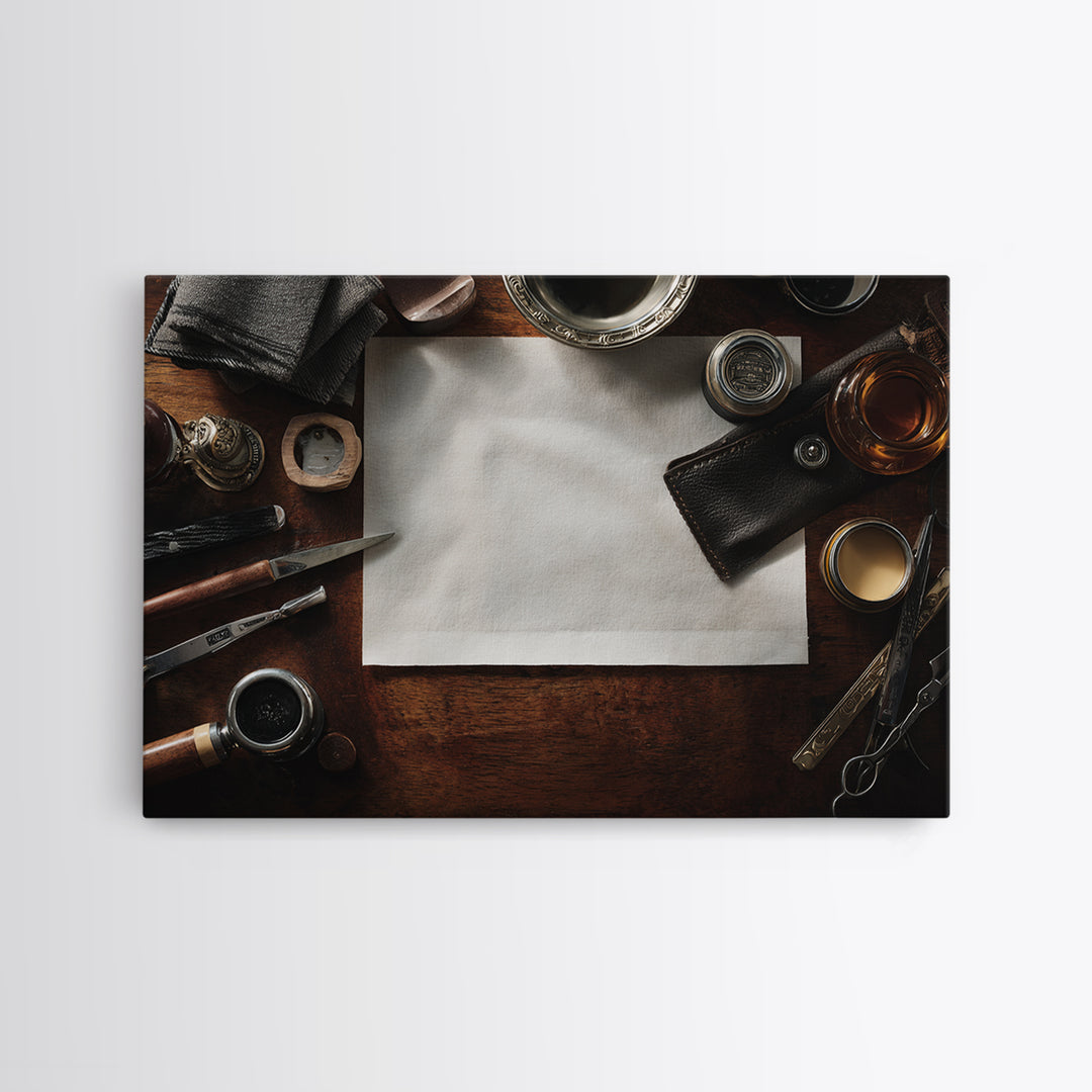 Retro Masculine Typography Poster Canvas Print, Barbershop Art, Orange Wall Art, Barbershop Decor, Fine Art, Grooming, BAA-3x2-84