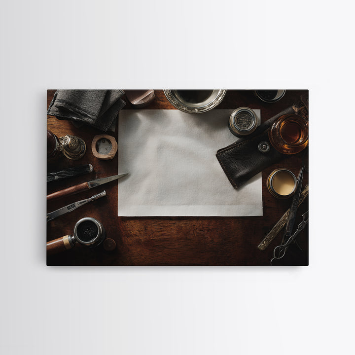 Retro Masculine Typography Poster Canvas Print, Barbershop Art, Orange Wall Art, Barbershop Decor, Fine Art, Grooming, BAA-3x2-84