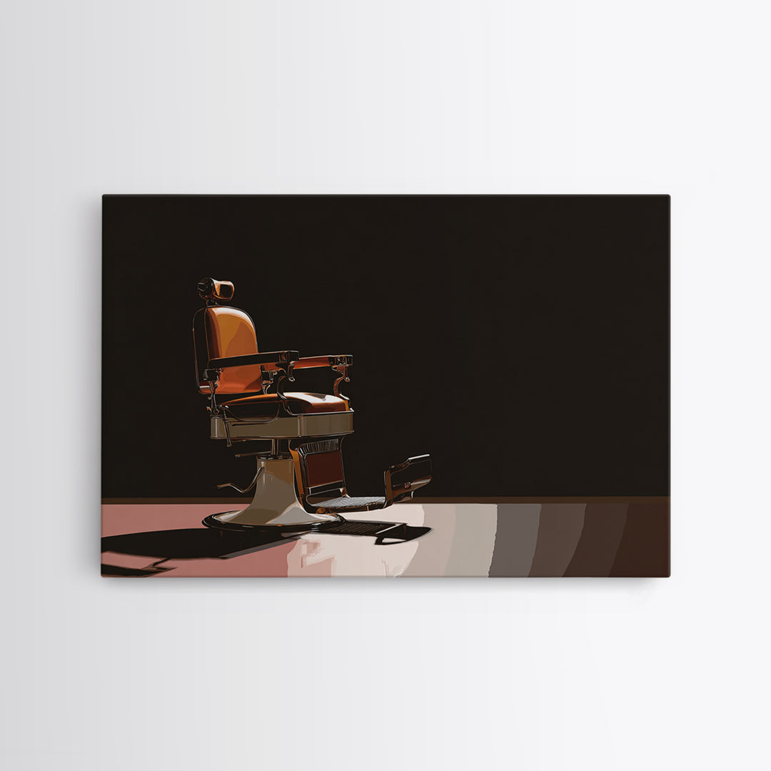 Barber Chair Silhouette Rendered as Iconic Graphic Canvas Print, Barbershop Art, Man Cave Decor, Barbershop Decor, Grooming, BAA-3x2-87