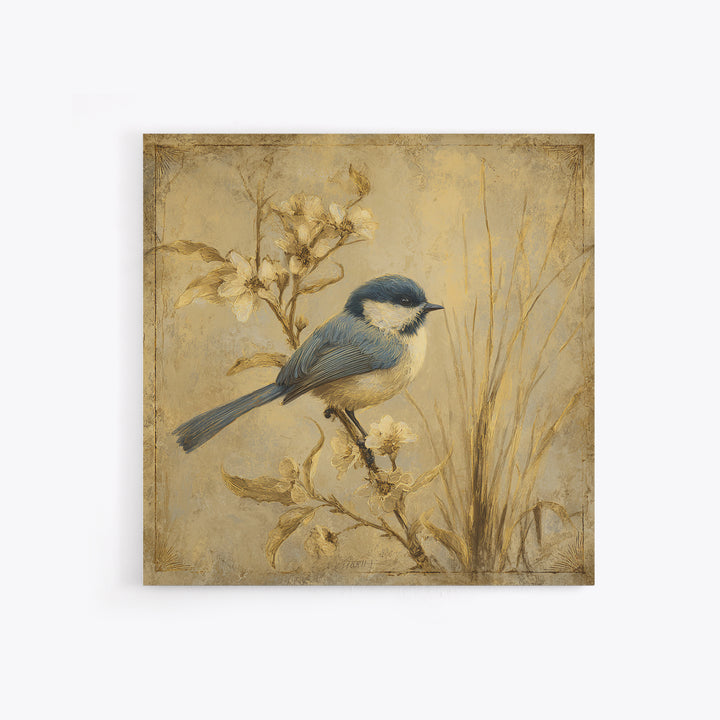 Small Bird on a Flowering Branch Canvas Print, Bed and Breakfast Art, Farmhouse Wall Art, Living Room Decor, Fine Art, BAB-1x1-14