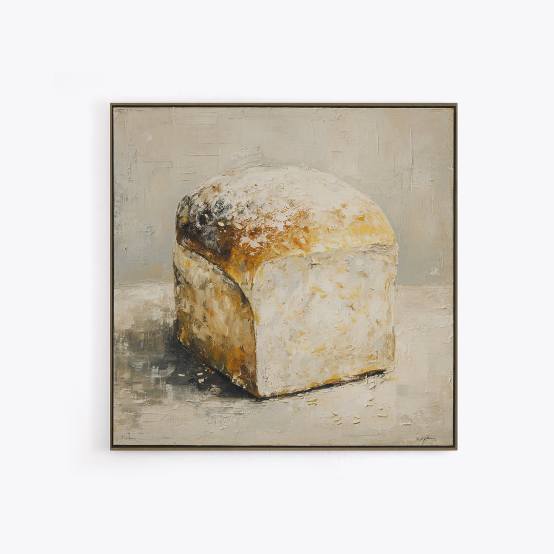 Freshly Baked Bread Framed Canvas Print, Bed and Breakfast Art, Abstract Art, Living Room Decor, Fine Art, Coffee Art, BAB-1x1-44