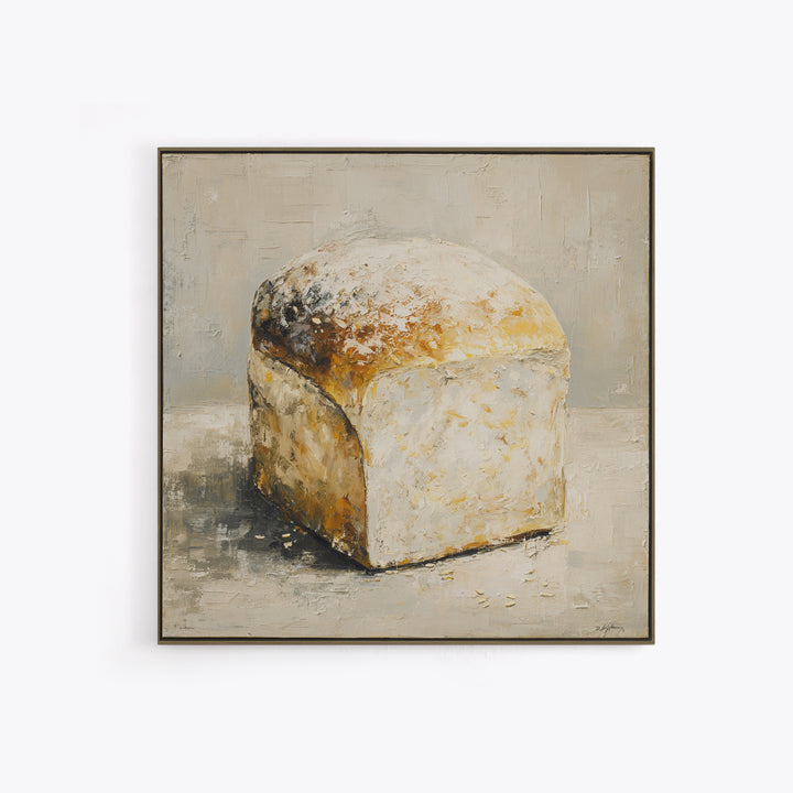 Freshly Baked Bread Framed Canvas Print, Bed and Breakfast Art, Abstract Art, Living Room Decor, Fine Art, Coffee Art, BAB-1x1-44