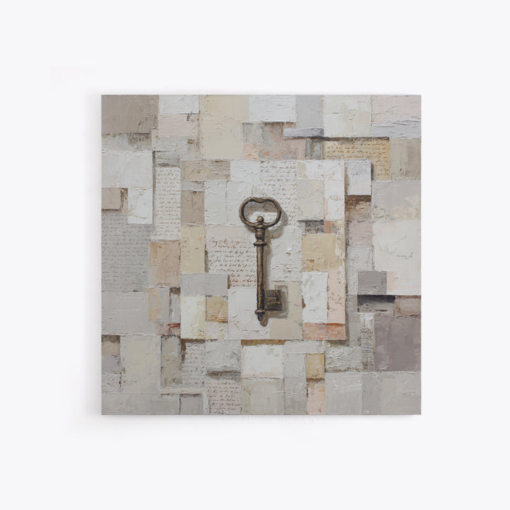 Antique Key and Handwritten Letter Arrangement Without Canvas Print, Bed and Breakfast Art, Wall Decor, Living Room Decor, BAB-1x1-81