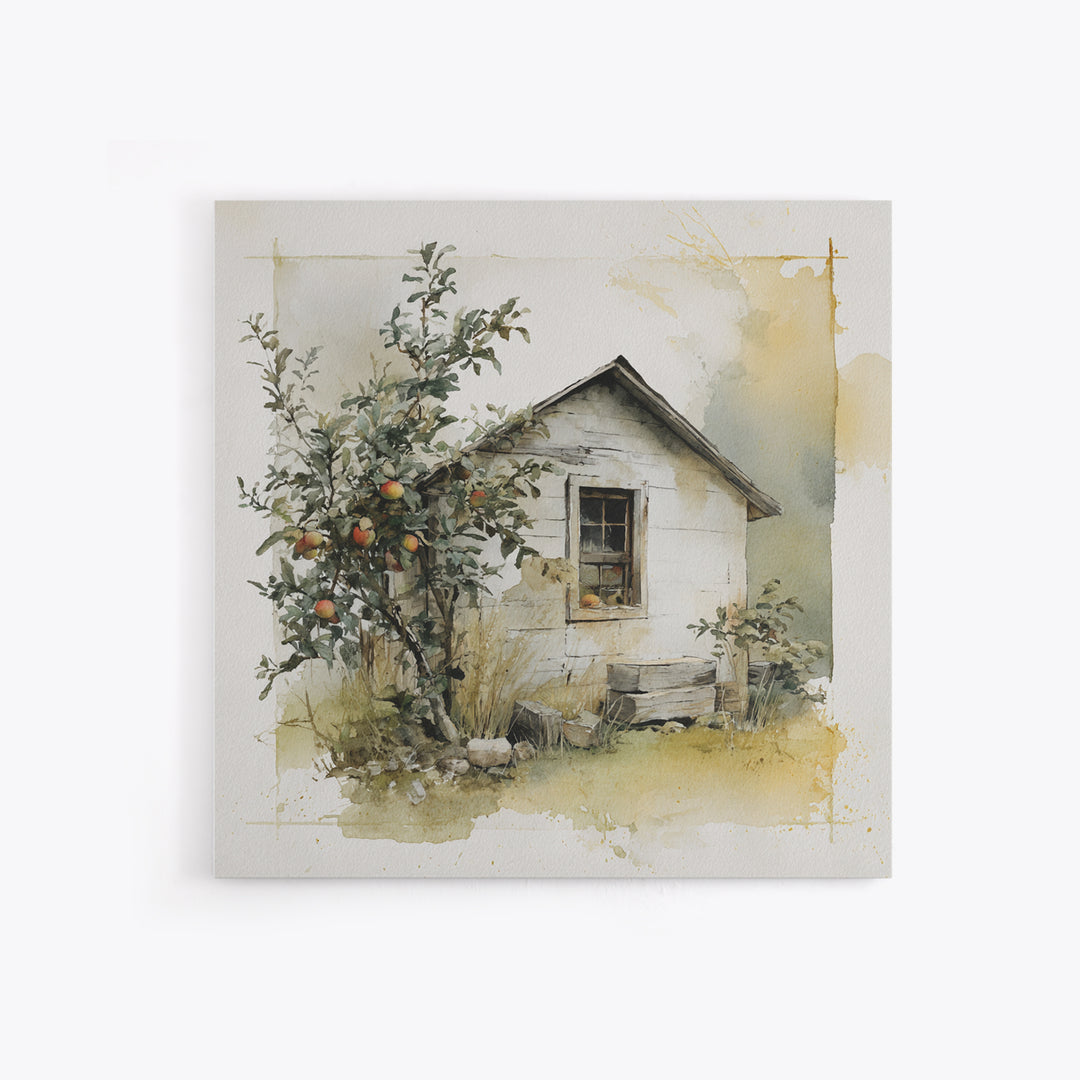Apple Orchard Scene Canvas Print, Bed and Breakfast Art, Minimalist Decor, Living Room Decor, Fine Art, Abstract Art, BAB-1x1-85