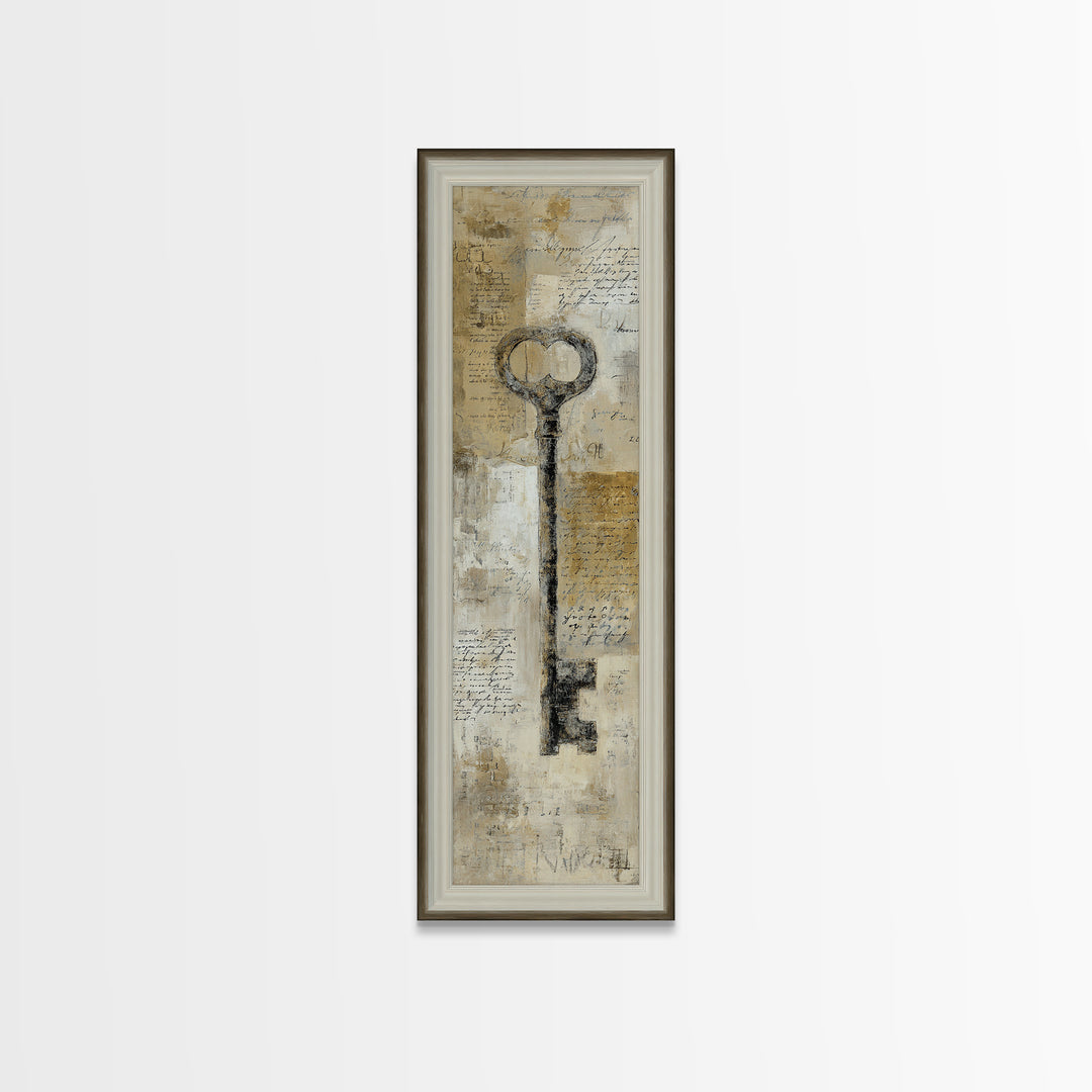 Antique Key and Handwritten Letter Arrangement Without Canvas Print, Bed and Breakfast Art, Wall Art, Living Room Decor, BAB-1x3-45