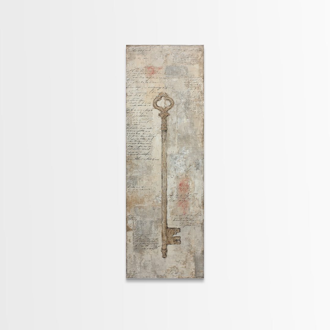 Antique Key and Handwritten Letter Arrangement Without Canvas Print, Bed and Breakfast Art, Wall Art, Living Room Decor, BAB-1x3-69