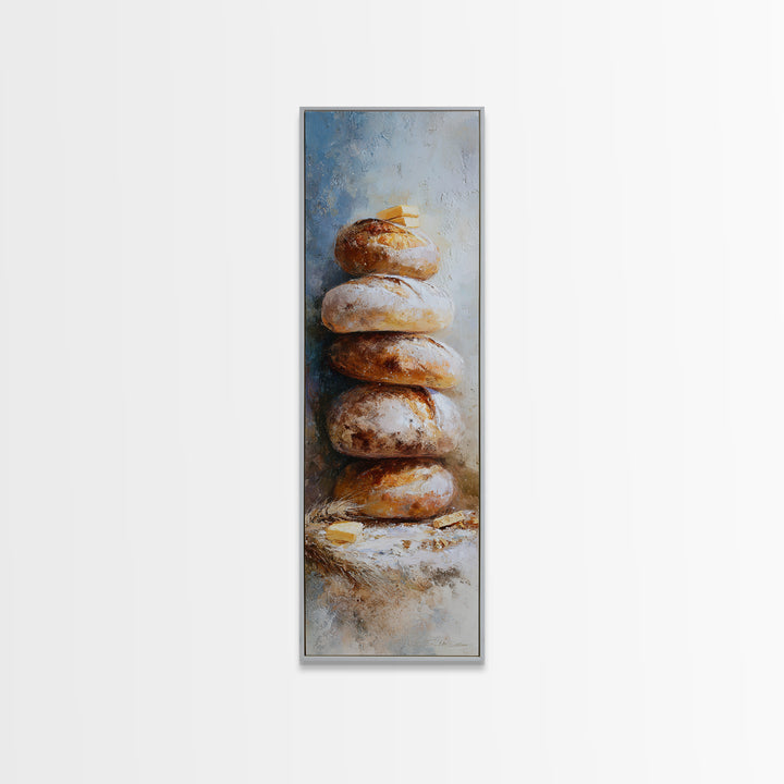 Freshly Baked Bread Framed Canvas Print, Bed and Breakfast Art, Contemporary Art, Living Room Decor, Fine Art, BAB-1x3-8