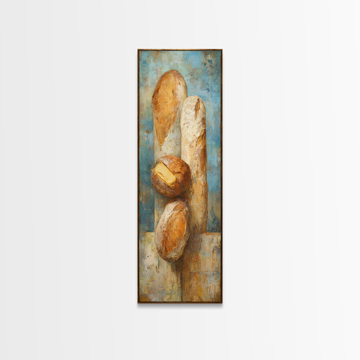 Freshly Baked Bread Framed Canvas Print, Bed and Breakfast Art, Above Bed Decor, Living Room Decor, Fine Art, BAB-1x3-80