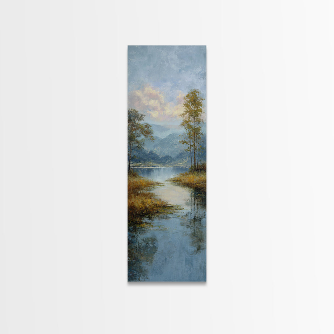 Quiet Lake Dock at Early Morning Canvas Print, Bed and Breakfast Art, Boho Decor, Living Room Decor, Fine Art, BAB-1x3-82
