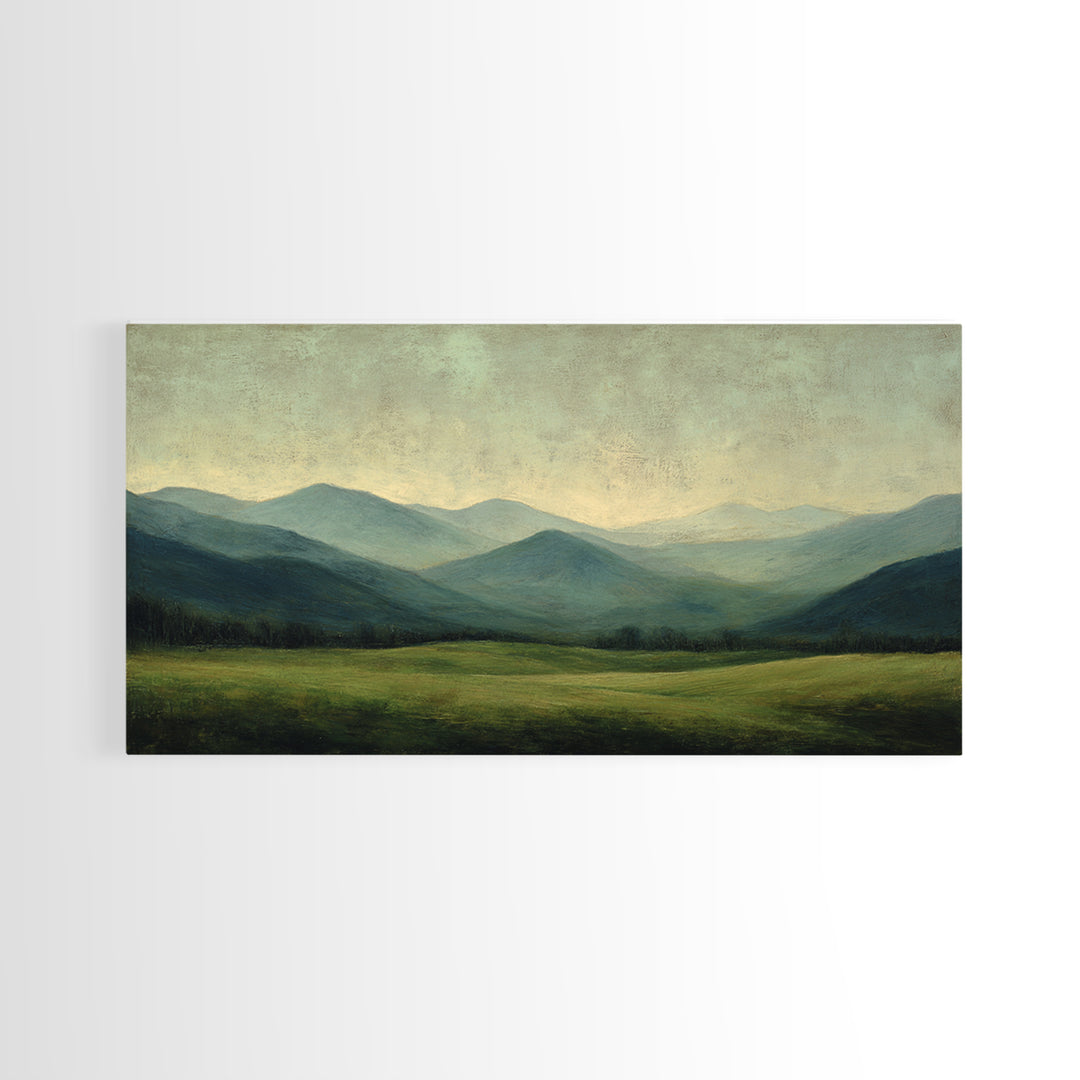 Classic Landscape with Rolling Green Hills Canvas Print, Bed and Breakfast Art, Statement Artwork, Living Room Decor, BAB-2x1-20