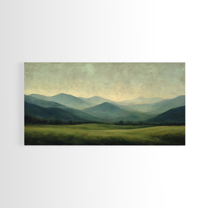 Classic Landscape with Rolling Green Hills Canvas Print, Bed and Breakfast Art, Statement Artwork, Living Room Decor, BAB-2x1-20