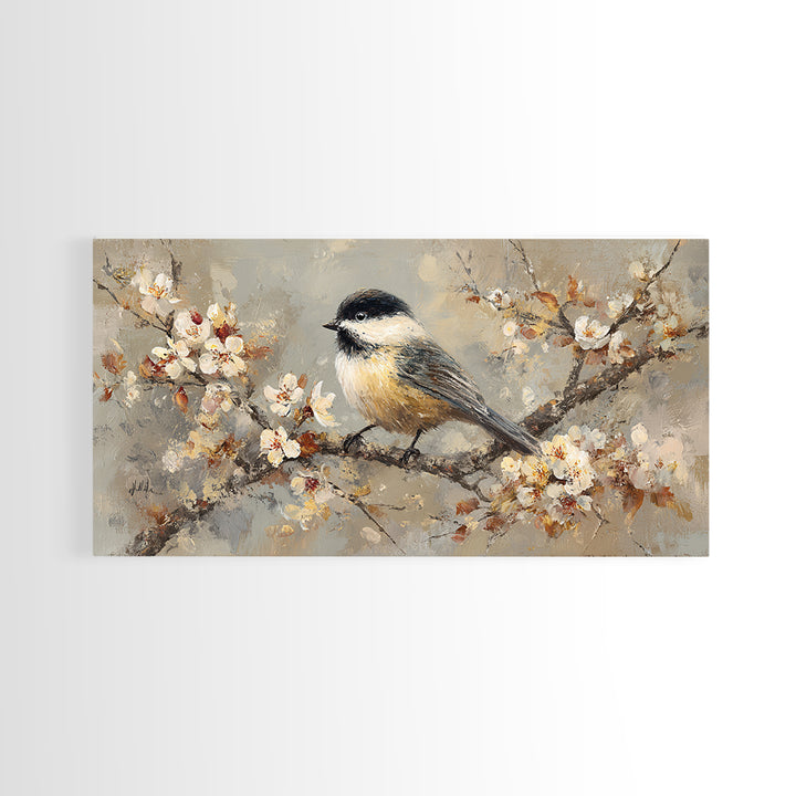 Small Bird on a Flowering Branch Canvas Print, Bed and Breakfast Art, Contemporary Art, Living Room Decor, Bedroom Wall Art, BAB-2x1-34