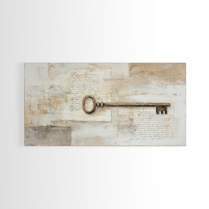 Antique Key and Handwritten Letter Arrangement Without Canvas Print, Bed and Breakfast Art, Farmhouse Decor, Living Room Decor, BAB-2x1-53