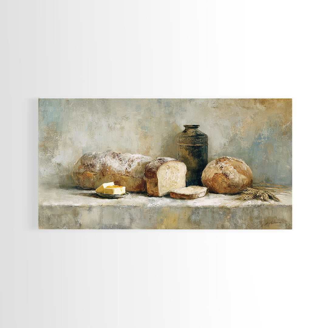 Freshly Baked Bread Canvas Print, Bed and Breakfast Art, Printable, Living Room Decor, Fine Art, Bedroom Wall Decor, BAB-2x1-64