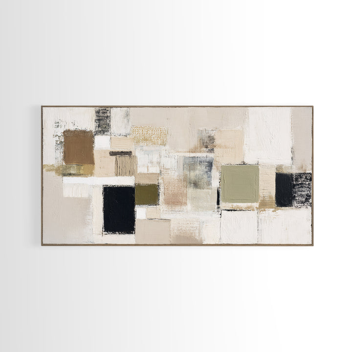 Quilt Pattern Folk Art Composition Framed Canvas Print, Bed and Breakfast Art, Print, Living Room Decor, Fine Art, BAB-2x1-7
