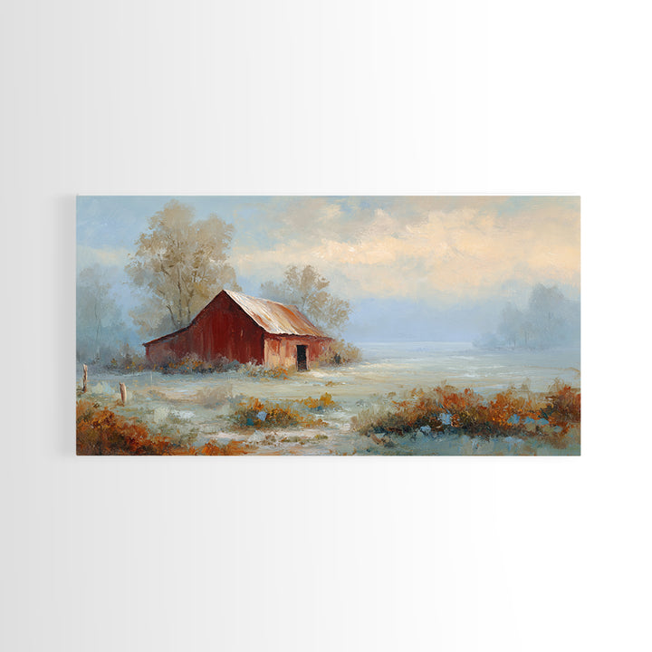 Old Farmhouse Landscape Framed Canvas Print, Bed and Breakfast Art, Room Decor, Living Room Decor, Fine Art, BAB-2x1-75