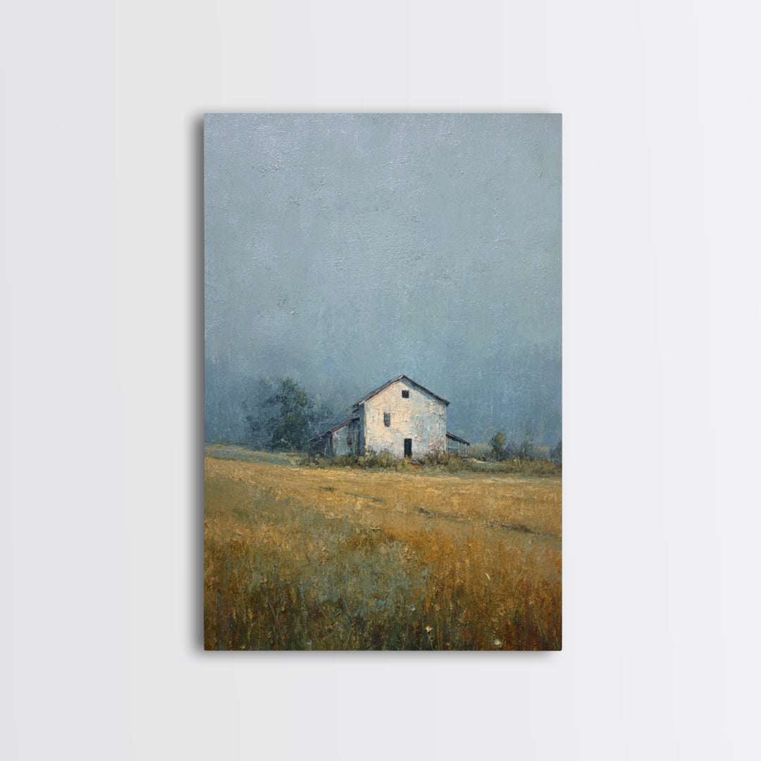 Old Farmhouse Landscape Canvas Print, Bed and Breakfast Art, Minimalist Decor, Living Room Decor, Oil Painting, BAB-2x3-15