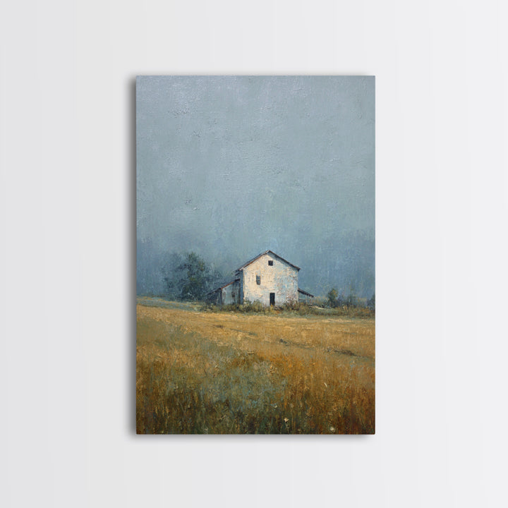 Old Farmhouse Landscape Canvas Print, Bed and Breakfast Art, Minimalist Decor, Living Room Decor, Oil Painting, BAB-2x3-15