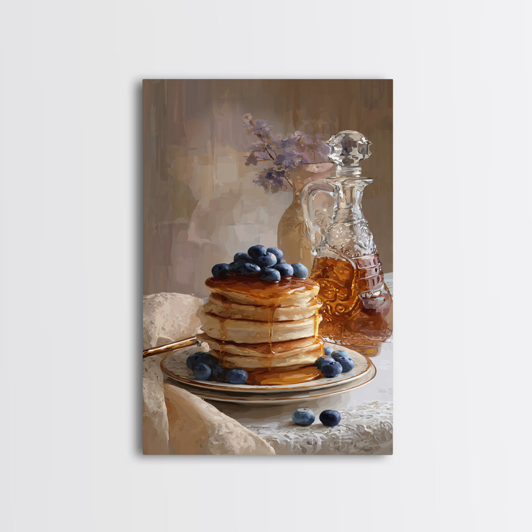 Blueberry Pancakes Still Life Canvas Print, Bed and Breakfast Art, Gallery Decor, Living Room Decor, Fine Art, BAB-2x3-16