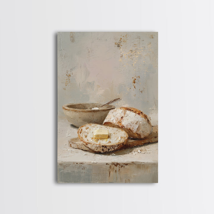 Freshly Baked Bread Framed Canvas Print, Bed and Breakfast Art, Above Bed Decor, Living Room Decor, Fine Art, BAB-2x3-28
