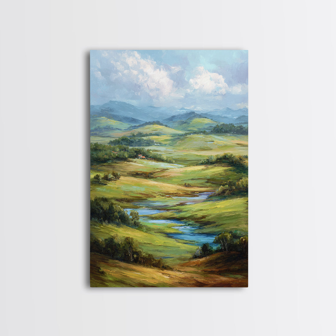 Classic Landscape with Rolling Green Hills Canvas Print, Bed and Breakfast Art, Statement Artwork, Living Room Decor, BAB-2x3-32