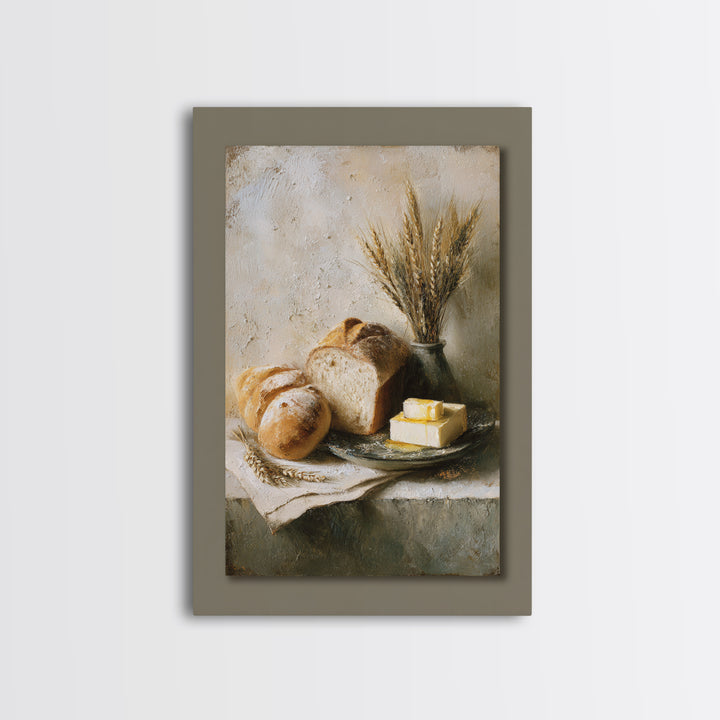 Freshly Baked Bread Framed Canvas Print, Bed and Breakfast Art, Contemporary Art, Living Room Decor, Fine Art, BAB-2x3-4