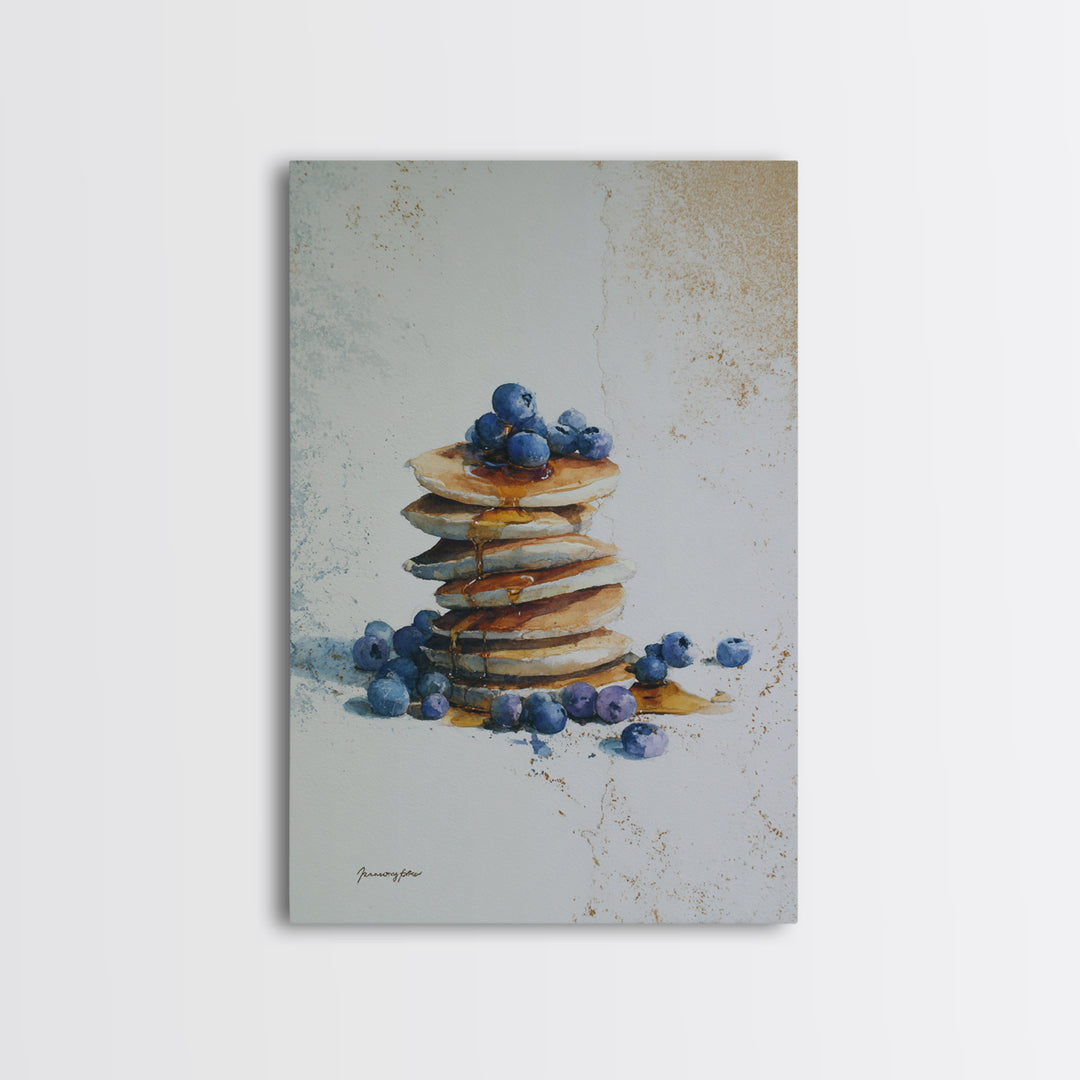 Blueberry Pancakes Still Life Canvas Print, Bed and Breakfast Art, Contemporary Art, Living Room Decor, Fine Art, BAB-2x3-40