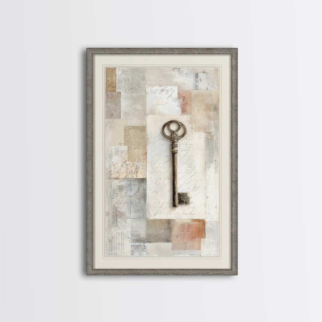 Antique Key and Handwritten Letter Arrangement Without Canvas Print, Bed and Breakfast Art, Bedroom Decor, Living Room Decor, BAB-2x3-41