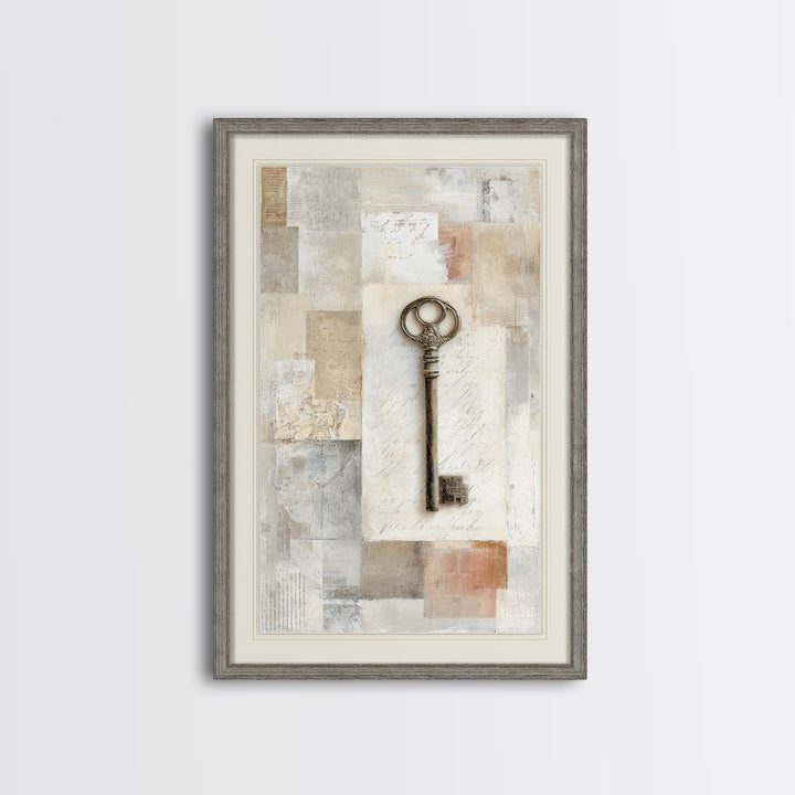 Antique Key and Handwritten Letter Arrangement Without Canvas Print, Bed and Breakfast Art, Bedroom Decor, Living Room Decor, BAB-2x3-41