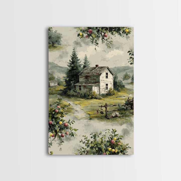Apple Orchard Scene Canvas Print, Bed and Breakfast Art, Wood Wall Art, Living Room Decor, Fine Art, Farmhouse Wall Art, BAB-2x3-45
