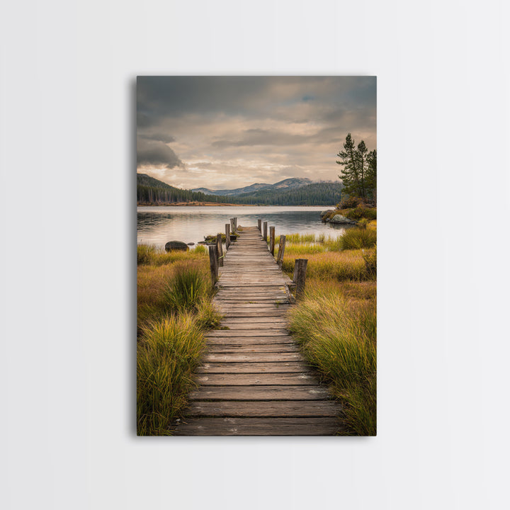 Quiet Lake Dock at Early Morning Canvas Print, Bed and Breakfast Art, Decor, Living Room Decor, Fine Art, Dopamine Decor, BAB-2x3-54