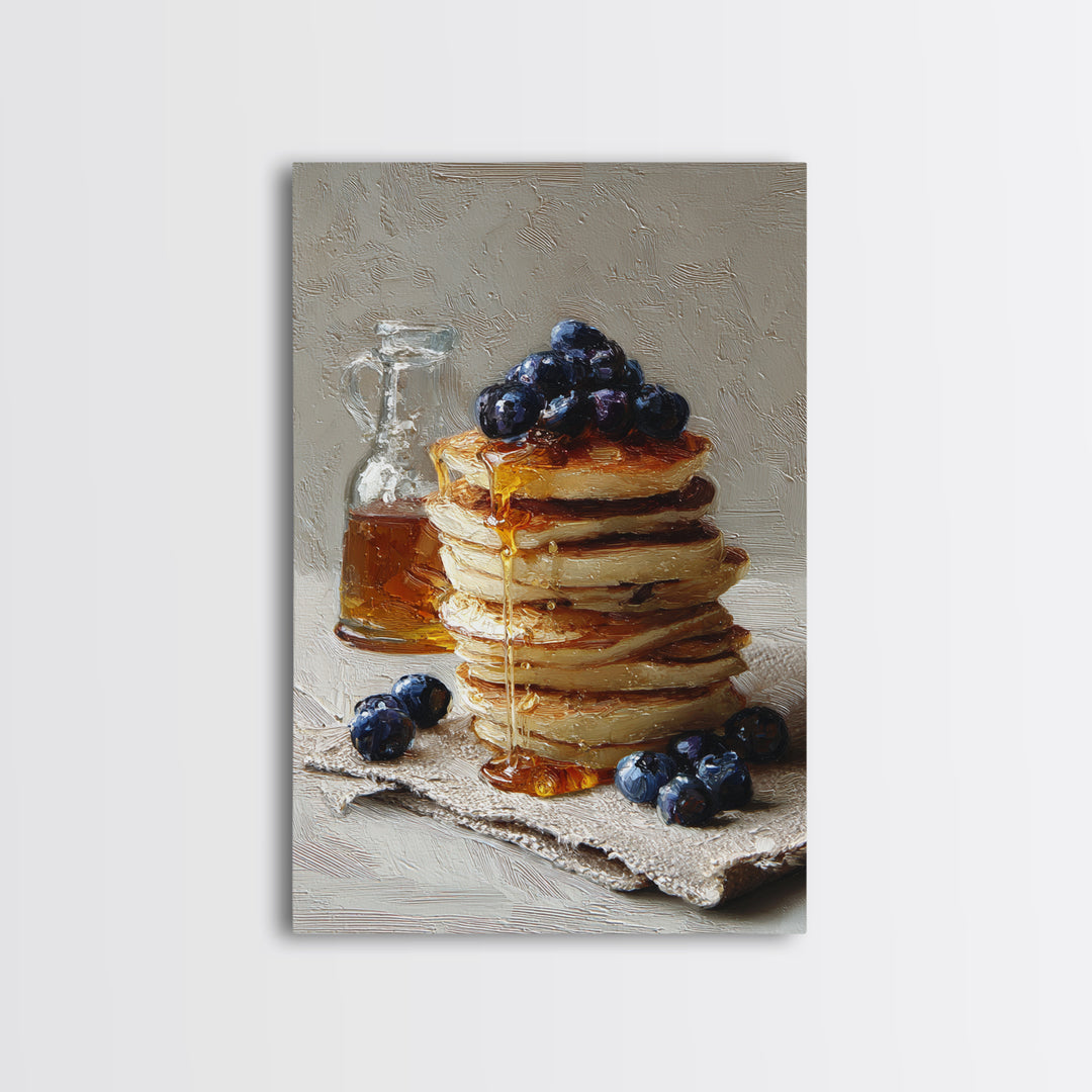 Blueberry Pancakes Still Life Framed Canvas Print, Bed and Breakfast Art, Print, Living Room Decor, Fine Art, BAB-2x3-64