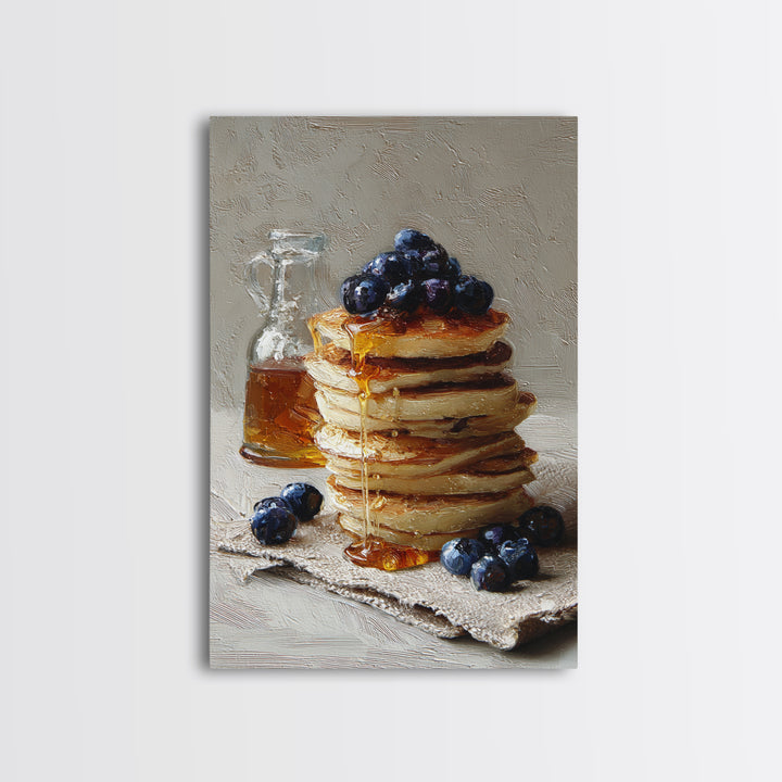 Blueberry Pancakes Still Life Framed Canvas Print, Bed and Breakfast Art, Print, Living Room Decor, Fine Art, BAB-2x3-64