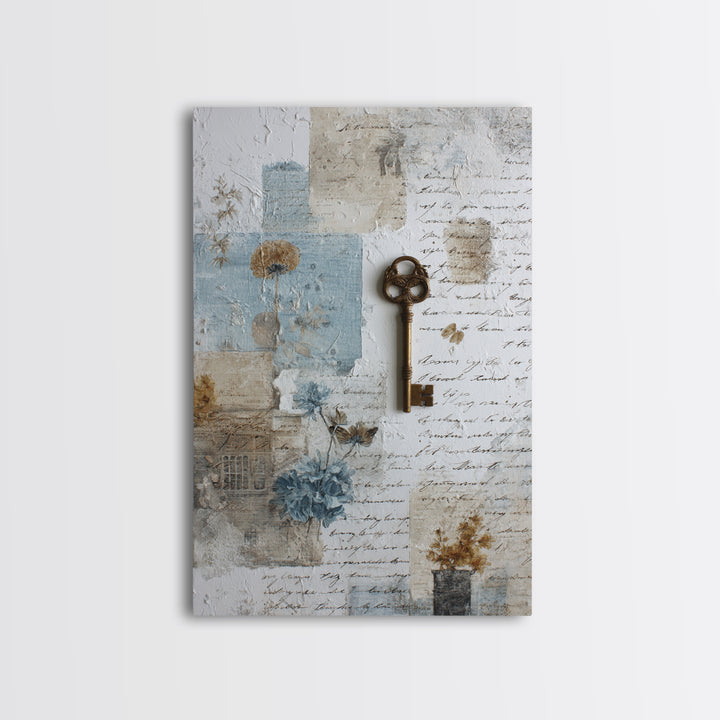Antique Key and Handwritten Letter Arrangement Without Canvas Print, Bed and Breakfast Art, Bed, Living Room Decor, Fine Art, BAB-2x3-65