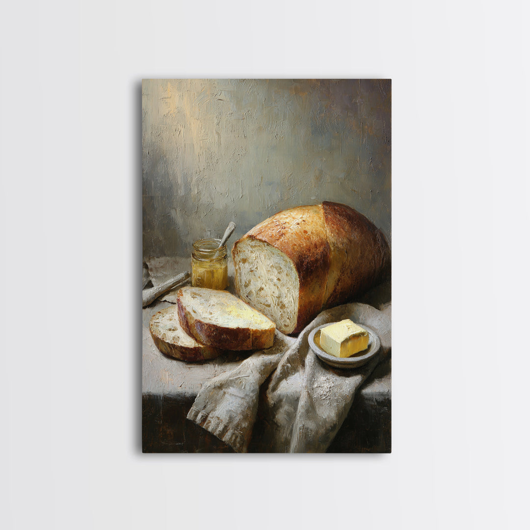Freshly Baked Bread Framed Canvas Print, Bed and Breakfast Art, Farmhouse Wall Art, Living Room Decor, Fine Art, BAB-2x3-76