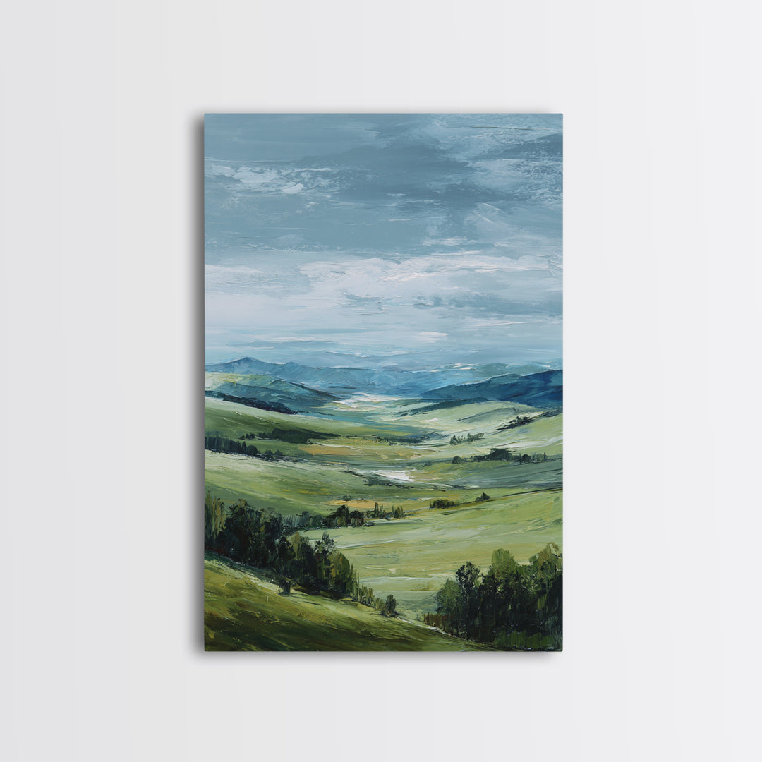 Classic Landscape with Rolling Green Hills Canvas Print, Bed and Breakfast Art, Printable Wall Art, Living Room Decor, BAB-2x3-80