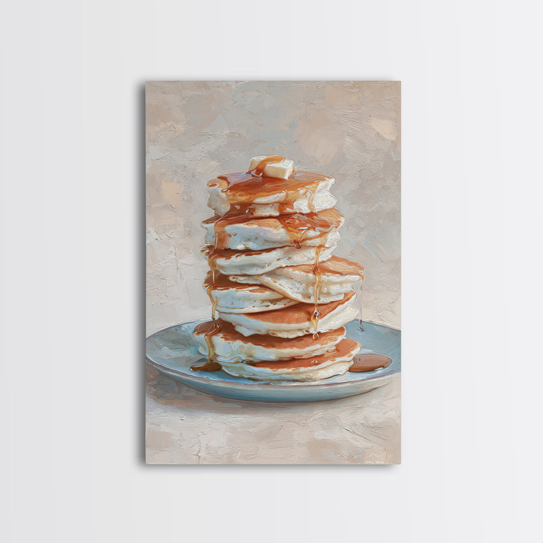 Blueberry Pancakes Still Life Framed Canvas Print, Bed and Breakfast Art, Dopamine Decor, Living Room Decor, Fine Art, BAB-2x3-88