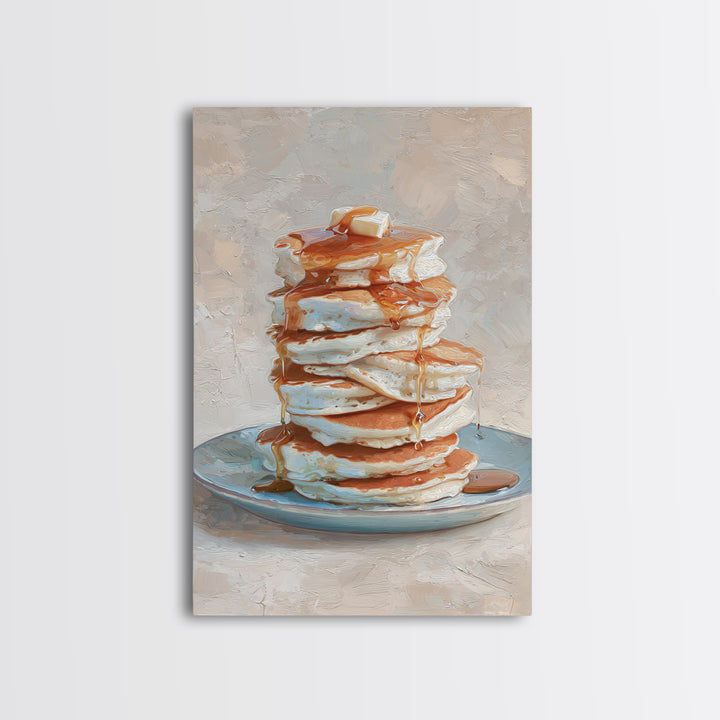 Blueberry Pancakes Still Life Framed Canvas Print, Bed and Breakfast Art, Dopamine Decor, Living Room Decor, Fine Art, BAB-2x3-88