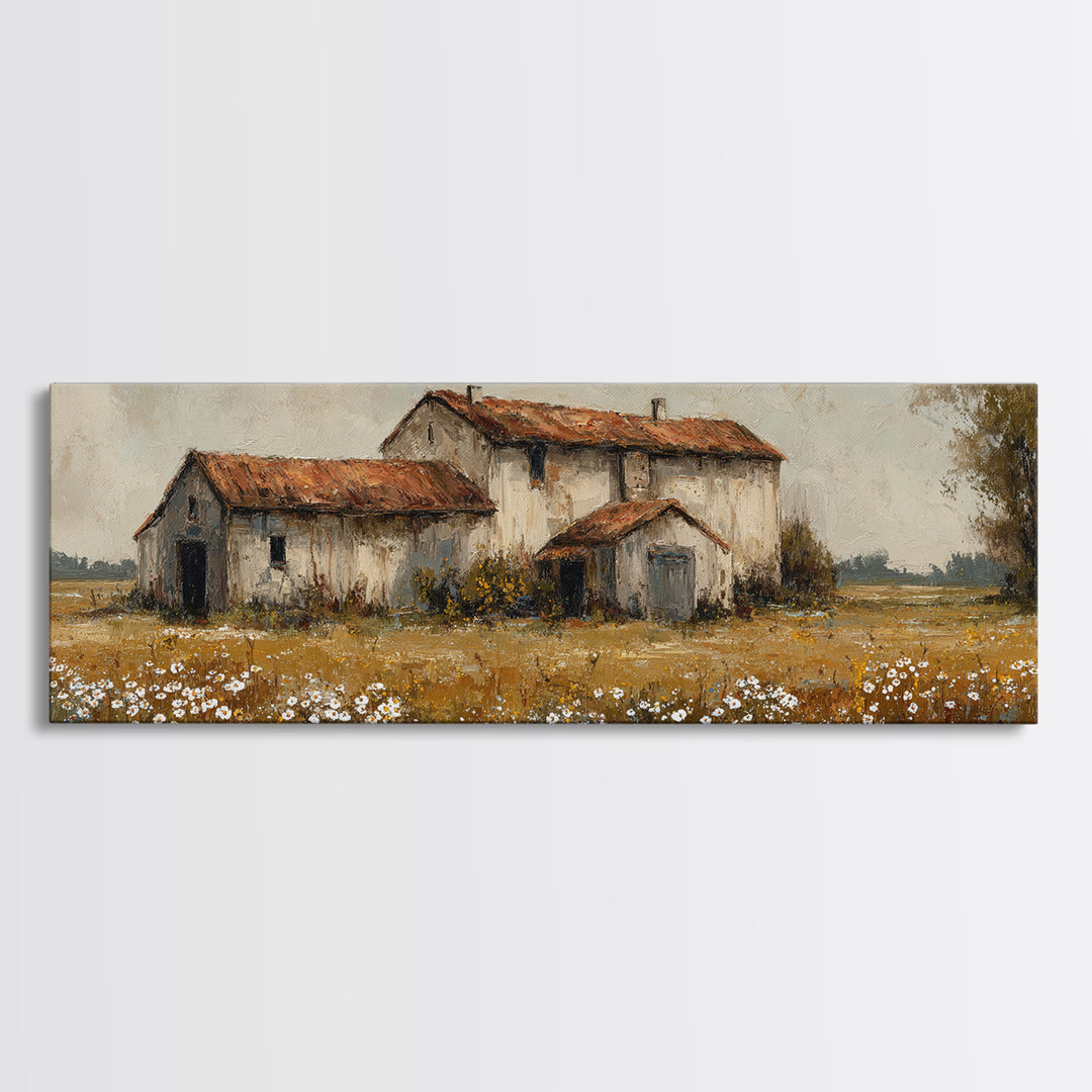 Rooster and Wildflower Country Portrait Canvas Print, Bed and Breakfast Art, Rustic Home Decor, Living Room Decor, Fine Art, BAB-3x1-11