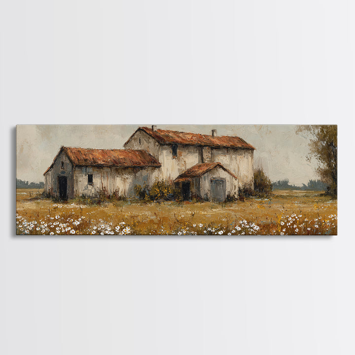Rooster and Wildflower Country Portrait Canvas Print, Bed and Breakfast Art, Rustic Home Decor, Living Room Decor, Fine Art, BAB-3x1-11