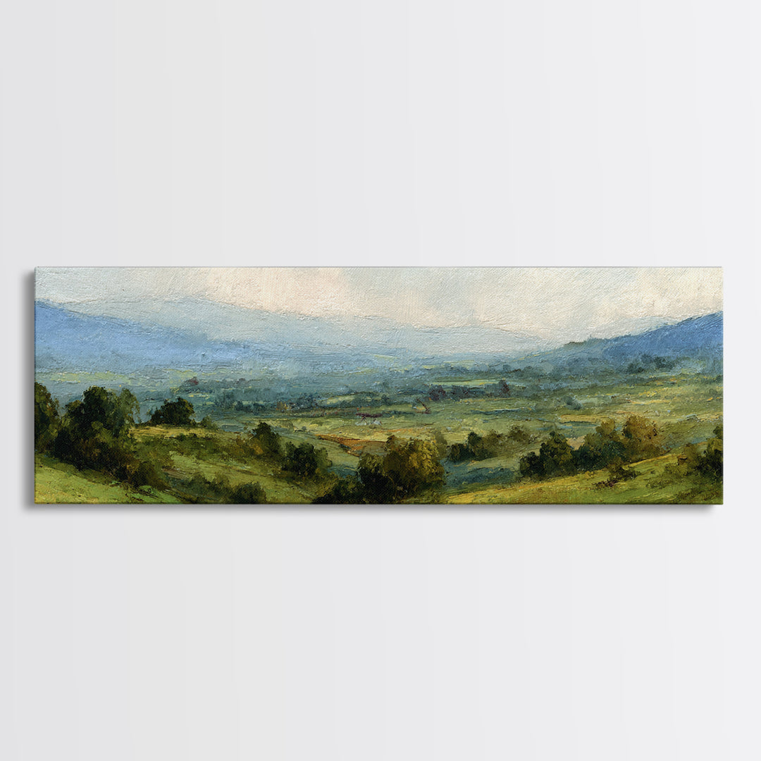 Classic Landscape with Rolling Green Hills Canvas Print, Bed and Breakfast Art, Bedroom Wall Decor, Living Room Decor, BAB-3x1-16