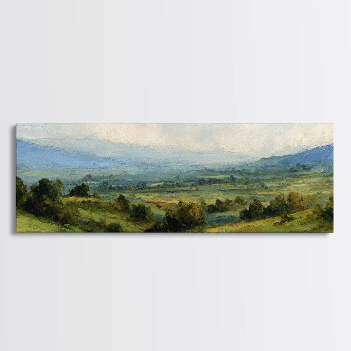 Classic Landscape with Rolling Green Hills Canvas Print, Bed and Breakfast Art, Bedroom Wall Decor, Living Room Decor, BAB-3x1-16